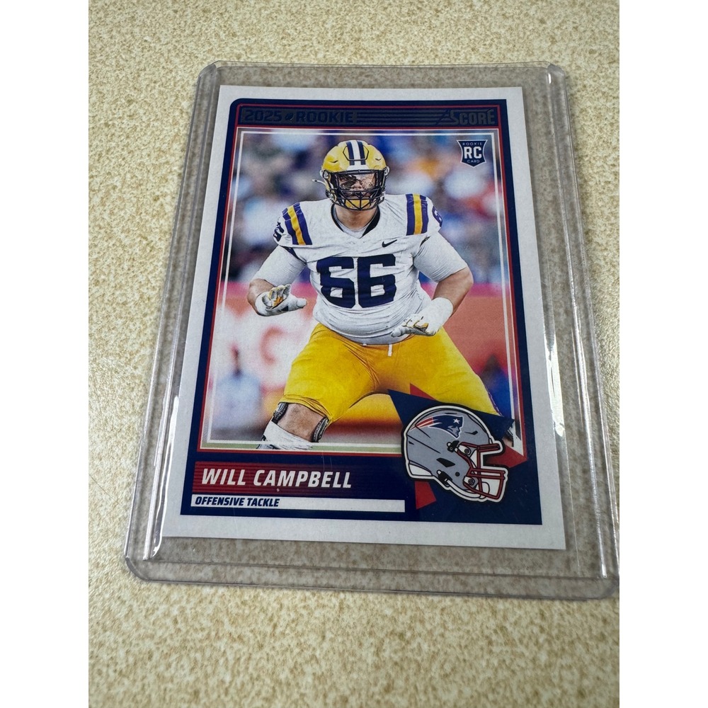 2025 Panini Score Will Campbell Rookie Card No 25 LSU New England Patriots RC